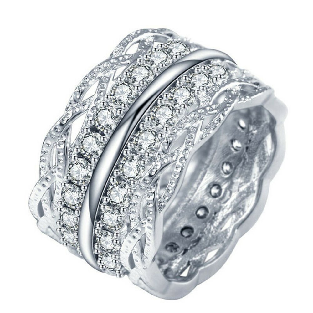 Exquisite 925 Silver White Sapphire Ring